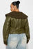Women’s Olive Green Belted Shearling Leather Jacket