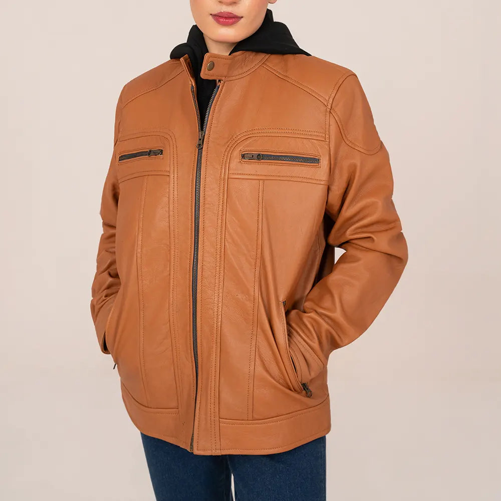Tan Women's Leather Jacket