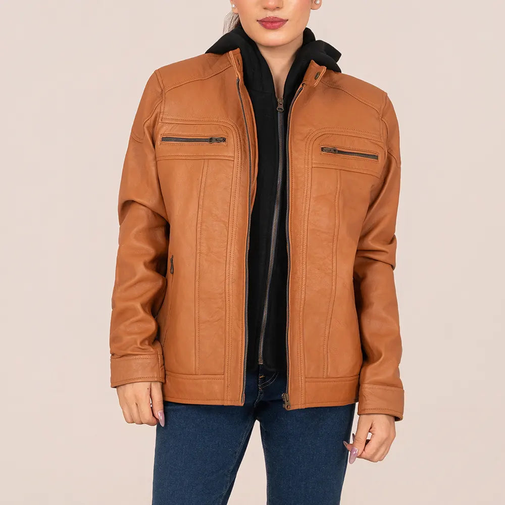 Tan Women's Leather Jacket